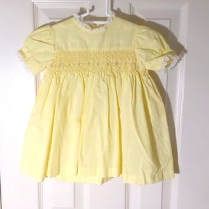 Vintage Hand Smocked Yellow Dress 2T